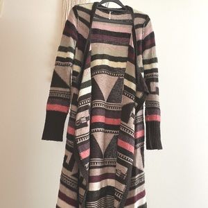 free people wool blend long cardigan duster